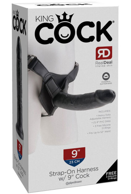 King Cock Strap on Harness with 9