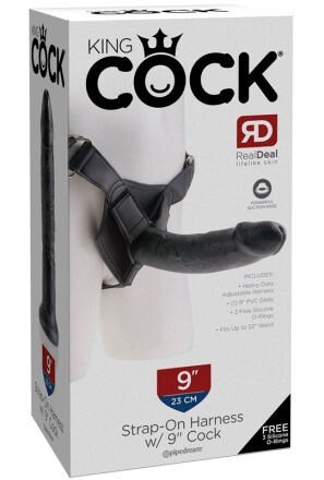 King Cock Strap on Harness with 9" Cock Black