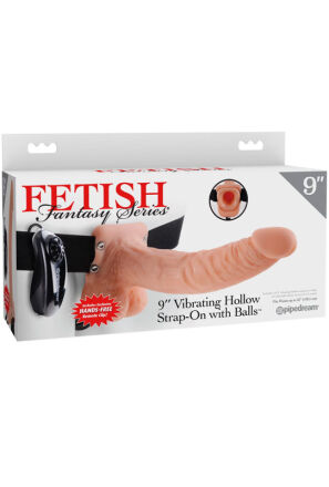 Pipedream Fetish Fantasy Series 9" Vibrating Hollow Strap-On with Balls Light