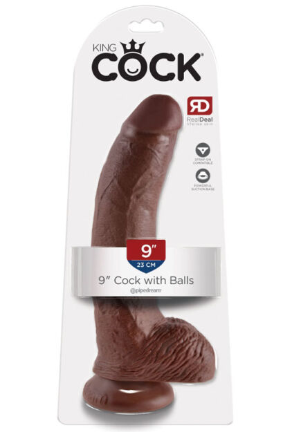 Dildo King Cock with Balls Pipedream 9 Brown