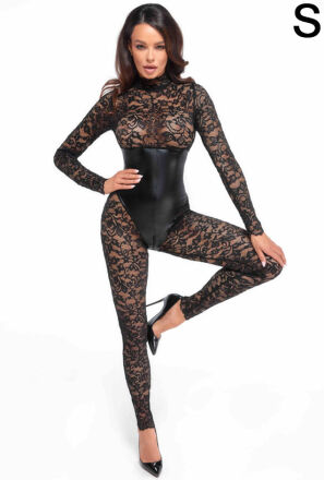 Noir Handmade F299 Enigma lace catsuit with underbust bodice S