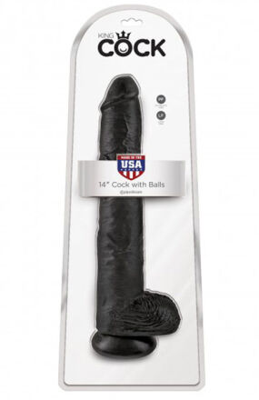 King Cock 14" Cock with Balls Black