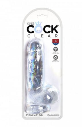 King Cock 6 Inch Cock with Balls Transparant