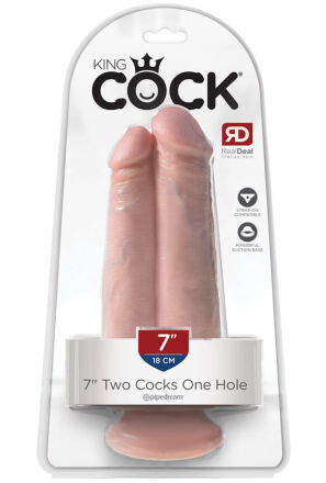 King Cock Podwójne Dildo 7" Two Cocks One Hole Light