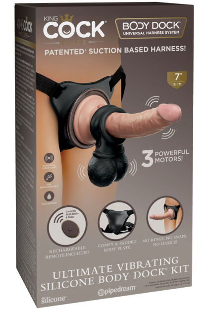 King Cock Elite Ultimate Vibrating Silicone Body Dock Kit Remote