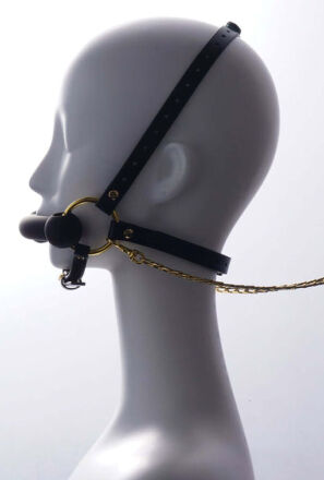 Upko knebel Leather Head Restraint Harness Mouth Gag With Leash