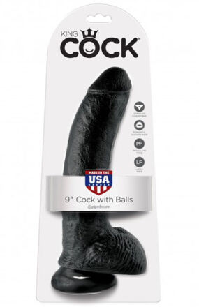 King Cock 9" Cock with Balls Black