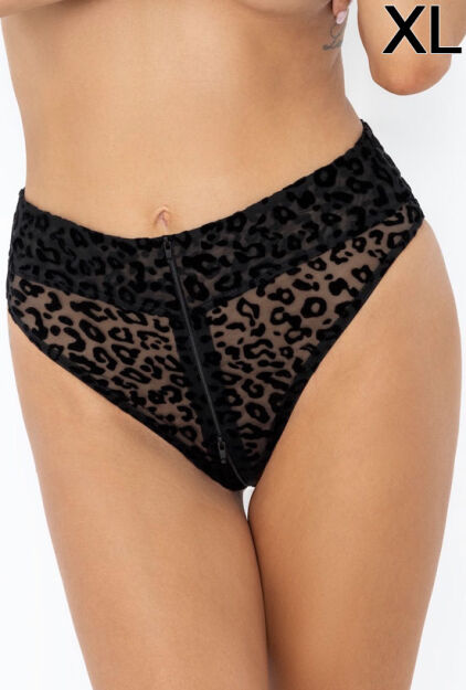 Noir Handmade F290 Panties of leopard flock with zipper XL