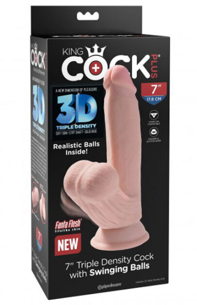 King Cock 3D Cock Swinging Balls 7 Inch