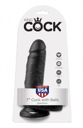 King Cock 7" Cock with Balls Black