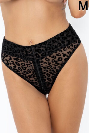 Noir Handmade F290 Panties of leopard flock with zipper M