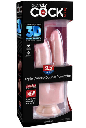 King Cock Podwójne Dildo Plus 9.5" Triple Density Double Penetrator Light