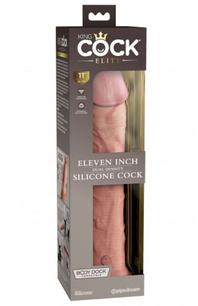 Miękkie silikonowe dildo z twardszym rdzeniem King Cock 11 Inch Dual Density Silicone Cock Light