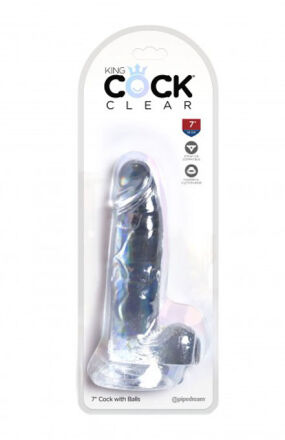 King Cock 7 Inch Cock with Balls Transparant