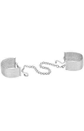 Kajdanki z metalowych płytek Bijoux Indiscrets Desir Metallique Silver Metallic Mesh Handcuffs