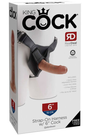 King Cock Strap on Harness with 6" Cock Tan