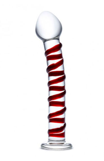 Żebrowane szklane dildo Glas Mr. Swirly Glass Dildo