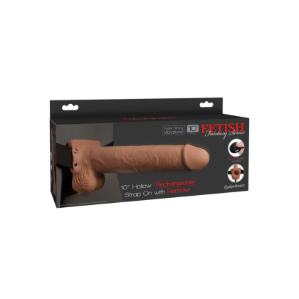 Fetish Fantasy Strap-on Series 10" Hollow Rechargeable Strap-On with Remote Tan