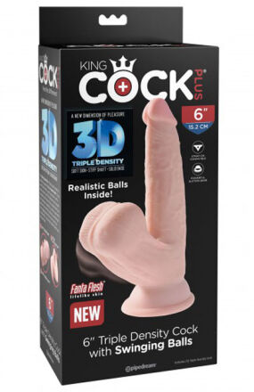 King Cock 3D Cock Swinging Balls 6 Inch