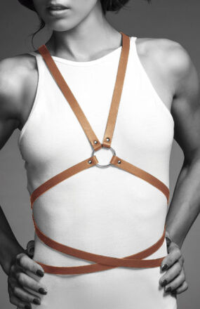 Uprząż na ciało z ekoskóry Bijoux Indiscrets Maze Multi-way Harness Brown