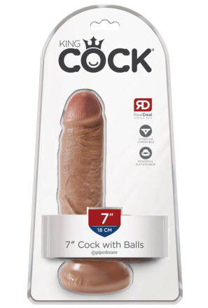 Dildo King Cock with Balls Pipedream 7 Tan