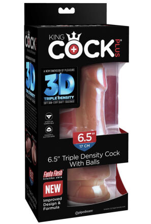 King Cock Dildo Plus 6.5" Triple Density Cock with Balls Tan