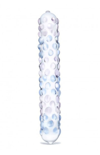 Szklane dildo z kolorowymi wypustkami Glas Purple Rose Nubby Glass Dildo