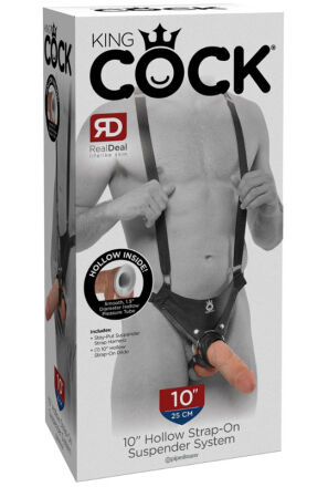 Szelki z uprzężą i dildo King Cock Pipedream 10 Hollow Strap on Suspender System Light