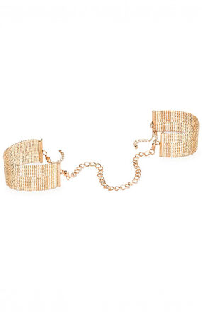 Kajdanki z metalowych płytek Bijoux Indiscrets Desir Metallique Gold Metallic Mesh Handcuffs