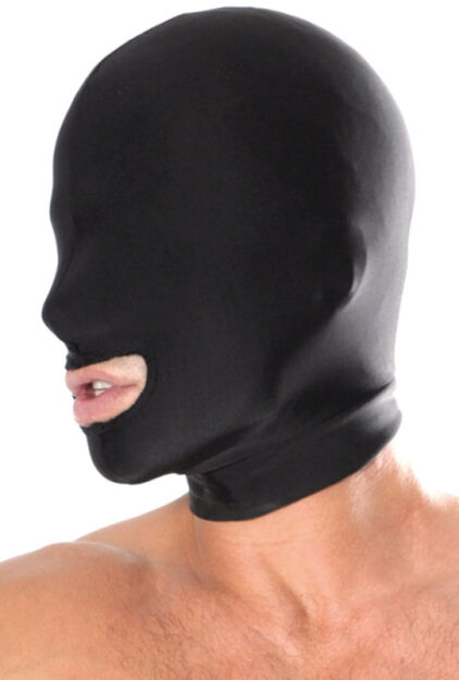 Maska Pipedream Fetish Fantasy Series Spandex Open Mouth Hood Black