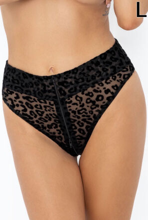 Noir Handmade F290 Panties of leopard flock with zipper L