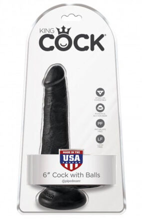 King Cock 6" Cock with Balls Black