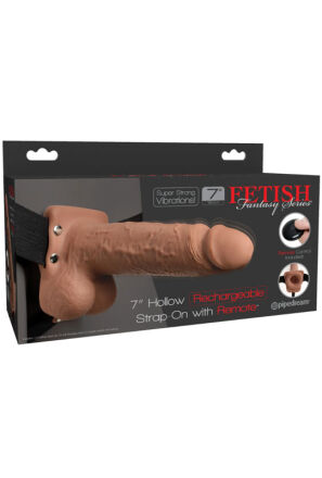 Pipedream Fetish Fantasy Series 7" Hollow Strap-On with Remote Tan