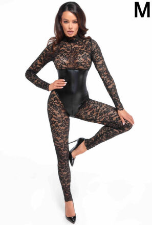 Noir Handmade F299 Enigma lace catsuit with underbust bodice M