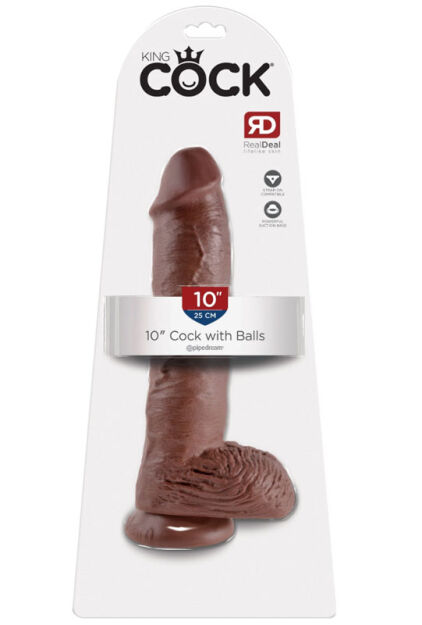 Dildo King Cock with Balls Pipedream 10 Brown