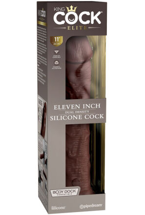 King Cock Dildo Elite 11"Dual Density Silicone Cock Brown