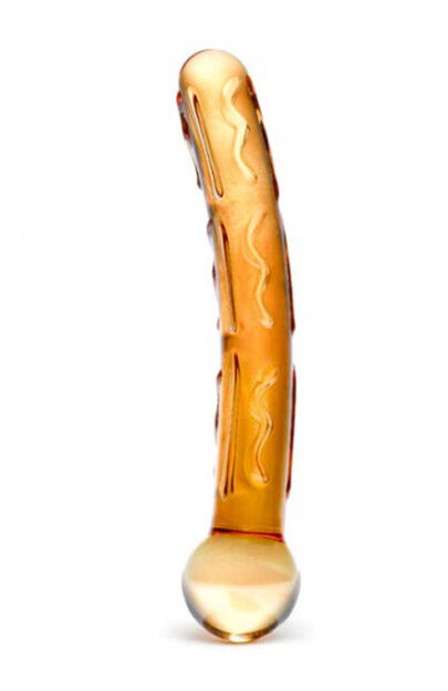 Pomarańczowe żebrowane szklane dildo Glas Orange Tickler Glass Dildo