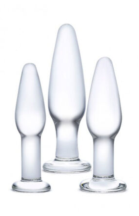 Zestaw trzech różnych szklanych korków Glas Anal Set Anal Training Set