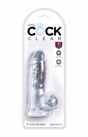 King Cock 5 Inch Cock with Balls Transparant