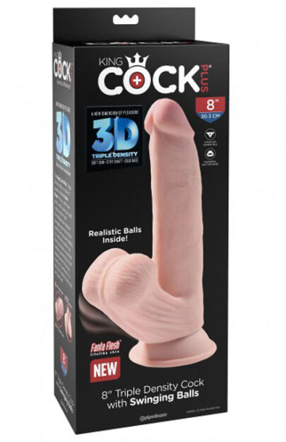 King Cock 3D Cock Swinging Balls 8 Inch