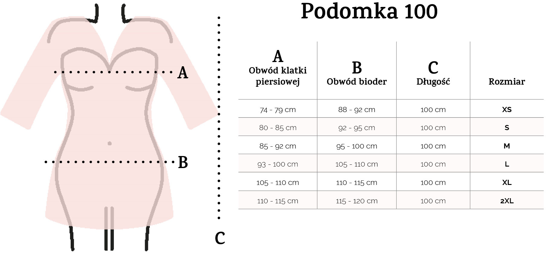 rozmiary szlafroka 100